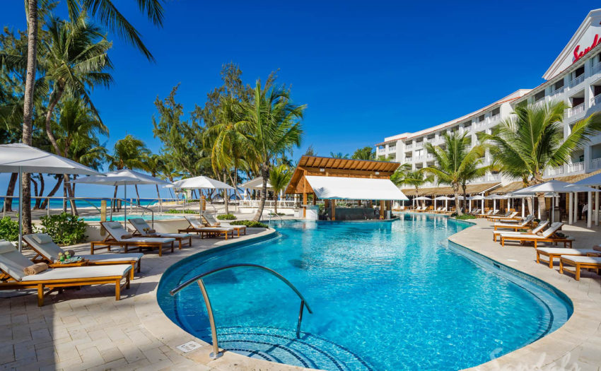 Sandals Barbados- Barbados main pool with beach at sandals barbados