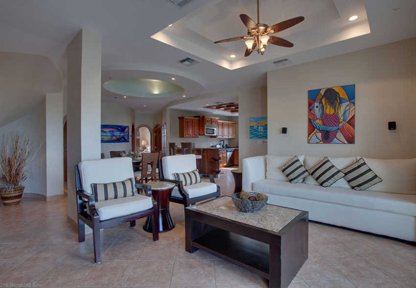 ThreeBedroomOceanView4 the living room in the Two Bedroom Condo at grand caribe belize
