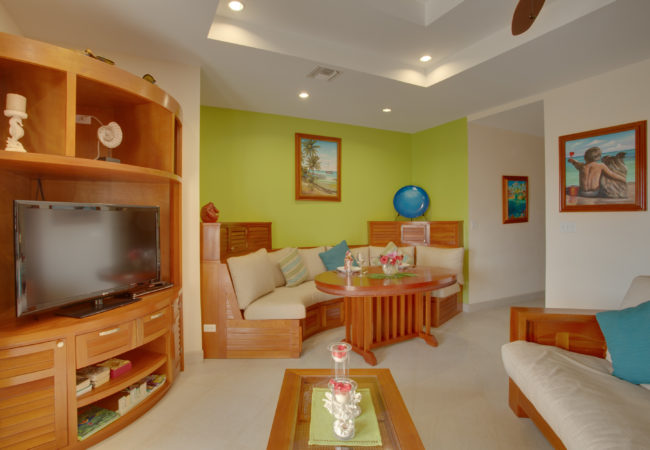 one bedroom living-dining area living area of the One Bedroom Condo at grand caribe belize