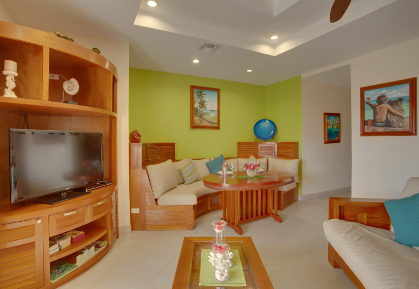 one bedroom living-dining area living area of the One Bedroom Condo at grand caribe belize