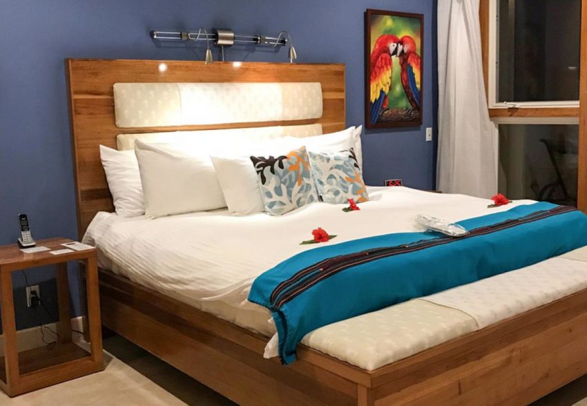 master bedroom in the two bedroom suite at the phoenix ambergris caye belize