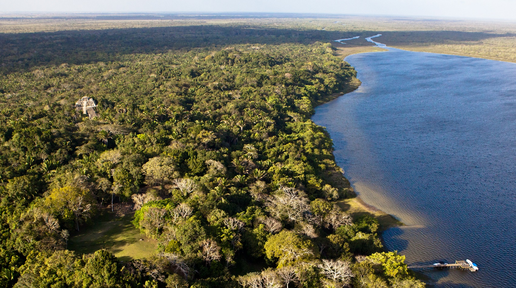 an ariel view what is experience on the lamanai river safari tour in belize