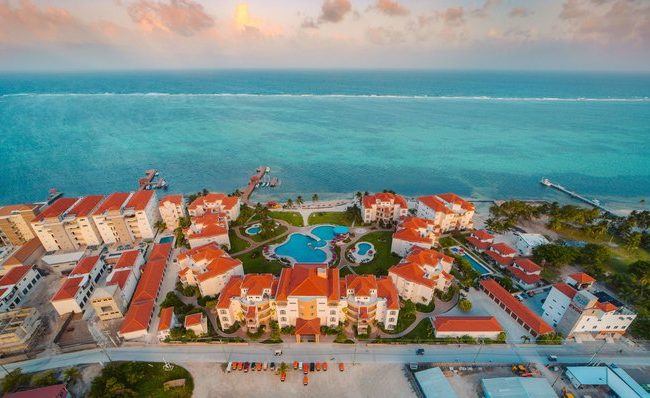 ariel view of grand caribe belize by astrum helicopter helicopter transfer to grand caribe belize