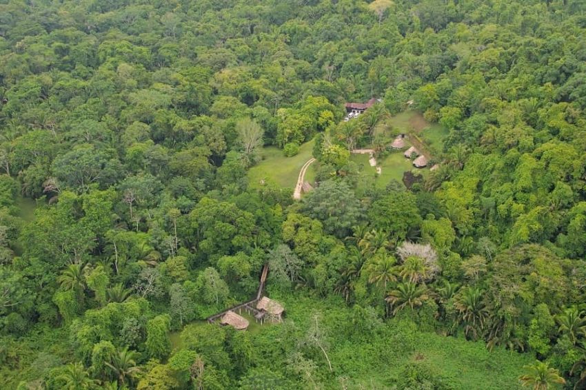 aerial view of pook's hill lodge deep in the jungle of belize