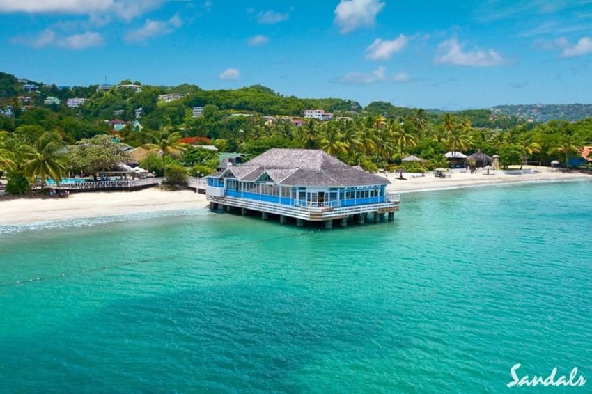 ariel view of sandals halycon in saint lucia in the caribbean