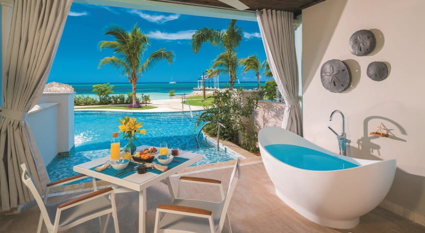 Beachfront Swim-up Honeymoon One-Bedroom Butler Suite w/ Patio Tranquility Soaking Tub. Sandals Montego Bay Beachfront Swim-up Honeymoon One-Bedroom Butler Suite w/ Patio Tranquility Soaking Tub