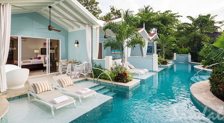Beachfront Crystal Lagoon Swim-up Butler Room with Patio Tranquility Soaking Tub, Sandals Halcyon, St Lucia