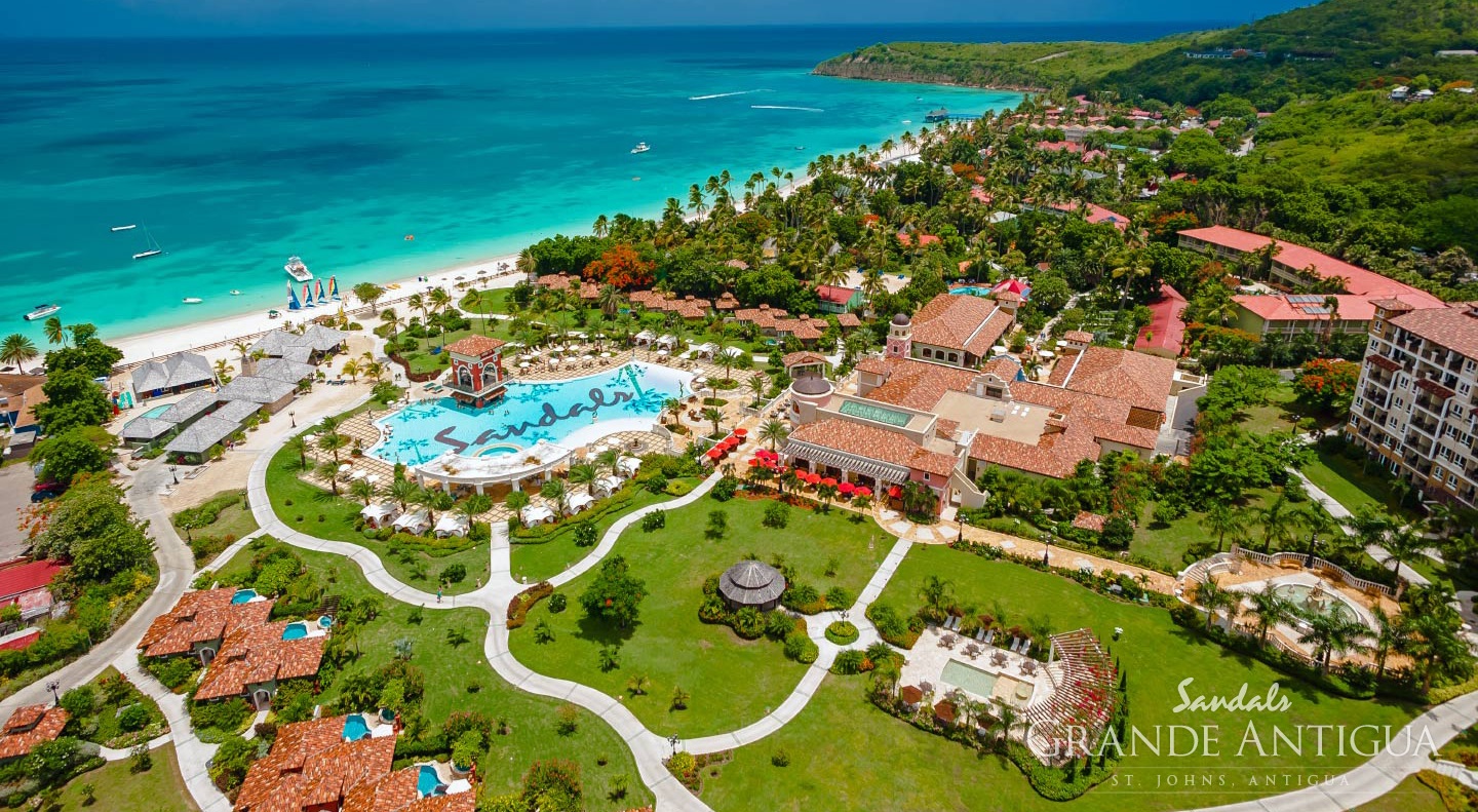aerial view of the sandals grande antigua on the island of antigua