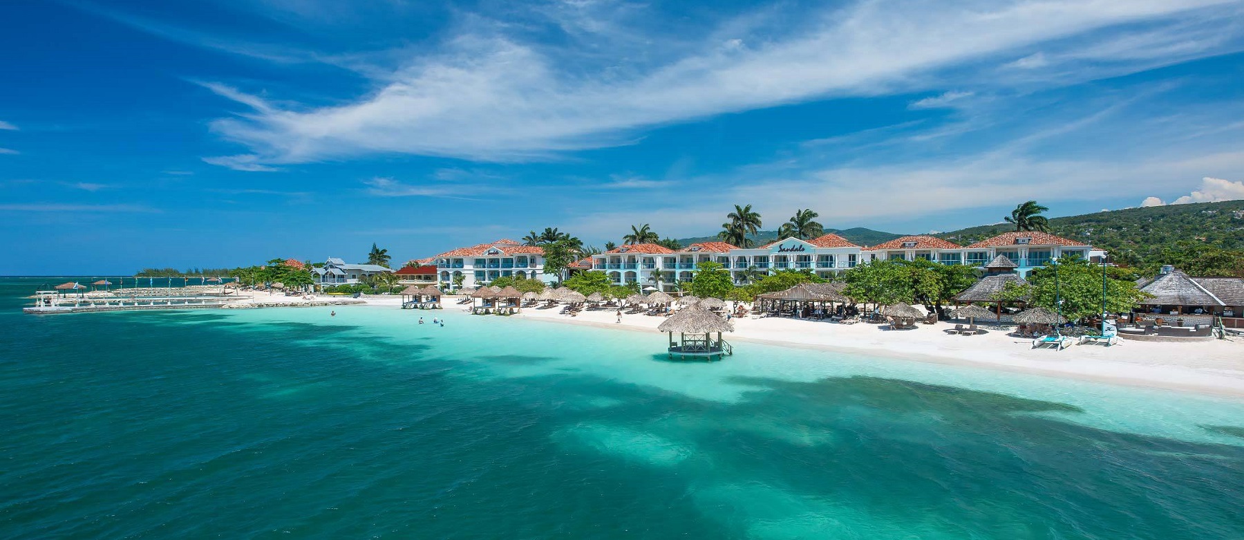 beach and cabanas at sandals montego bay resort
