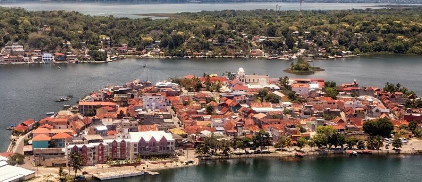 Aerial View on Flores, Lago-Petén-Itzá, Guatemala Aerial View on Flores, Lago-Petén-Itzá, Guatemala